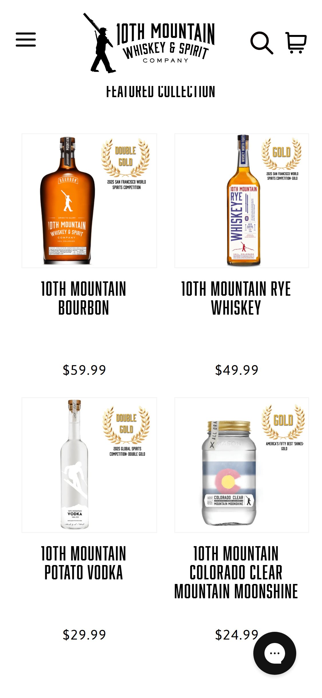 10th Mountain Whiskey â€” Cart Checkout (no trust)