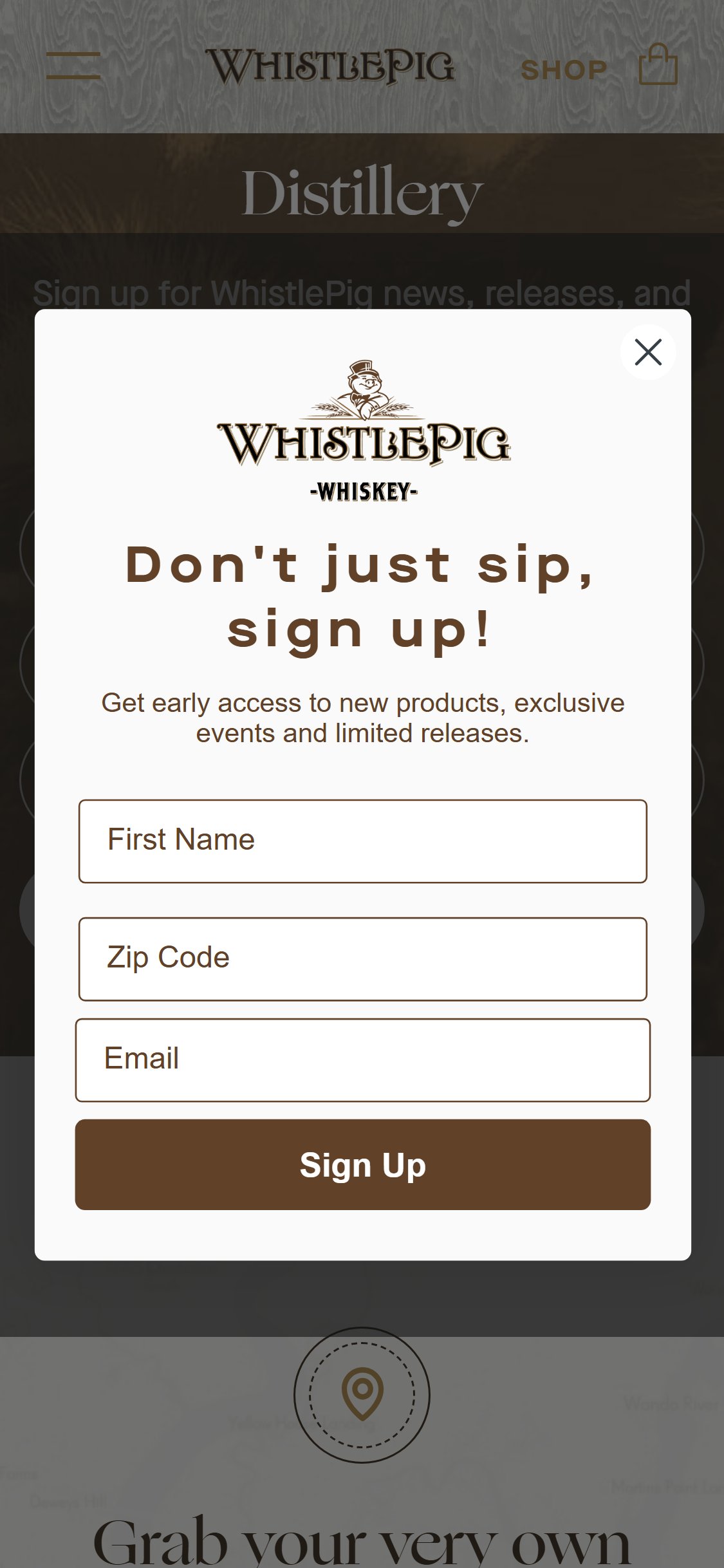 WhistlePig Whiskey â€” Email Signup Form
