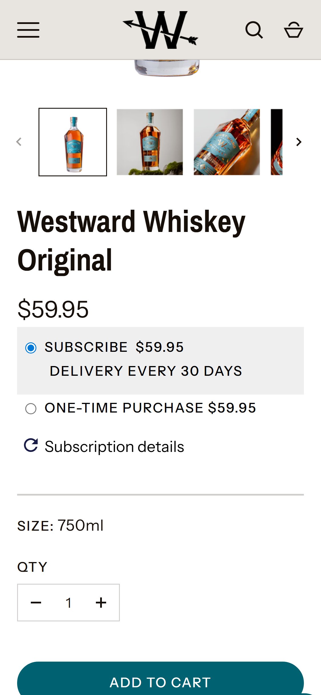 Westward Whiskey â€” Subscribe & Save Toggle