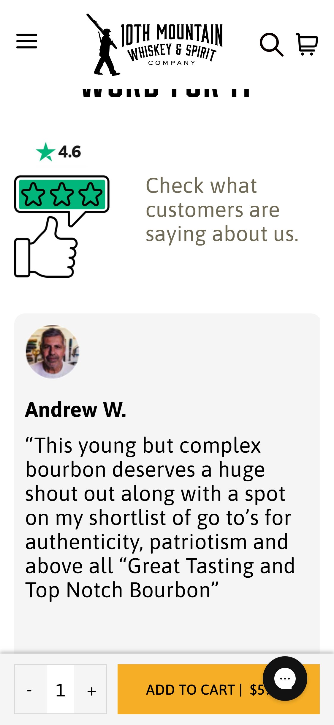 10th Mountain Whiskey â€” Testimonial Widget