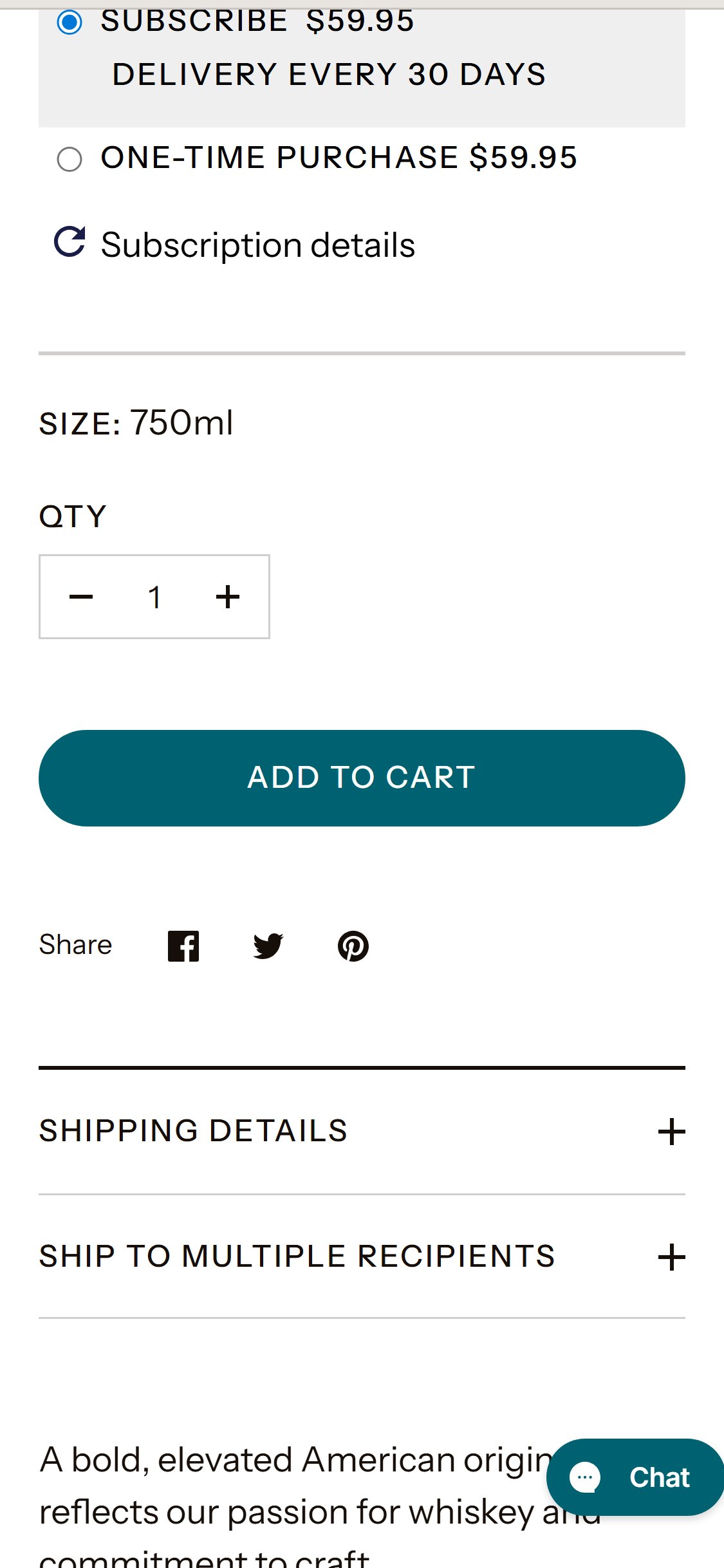 Westward Whiskey â€” Clear Shipping Options on PDP