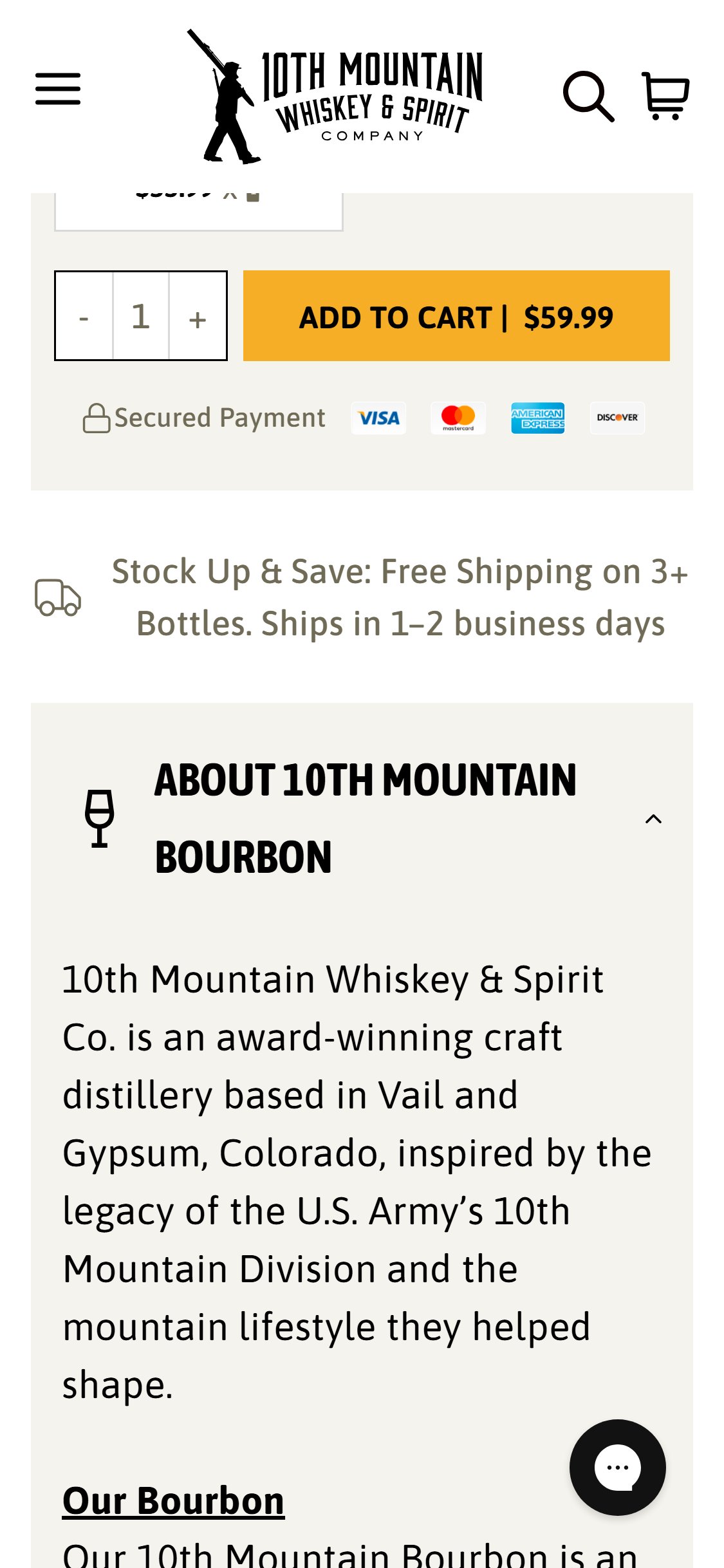 10th Mountain Whiskey â€” PDP ATC (no express checkout)